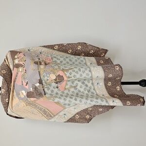 Vtg 80s? Victorian Inspired Floral Scarf Shawl In Pinks & Neutral Tones Cotton?